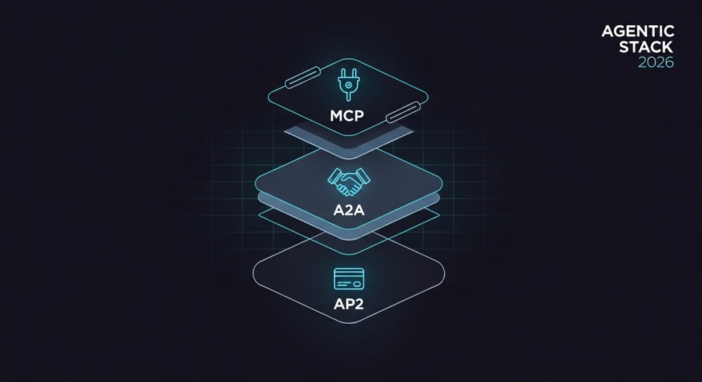 The 2026 Agentic Interop Stack: MCP + A2A + AP2 (and where Agent 365, Agentforce 360, and Operator&nbsp;fit)